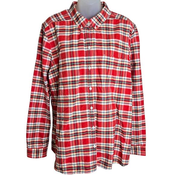 Eddie Bauer Womens Plaid Shirt 2XL Button Down Red Blue‎ Pockets 100% Cotton - Picture 2 of 10